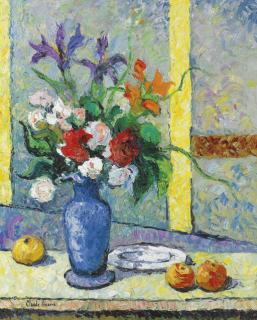 Hughes Claude Pissarro - Le bouquet au vase bleu
