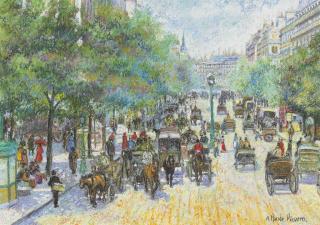 Hughes Claude Pissarro - Les fiacres du Boulevard Montmartre