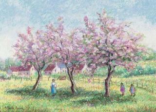 Hughes Claude Pissarro - Pommiers en fleurs à St. Honorine