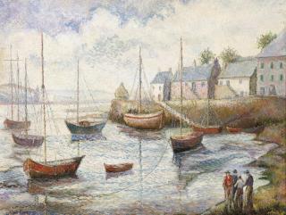 Hughes Claude Pissarro - Temps gris au port de Brevidec