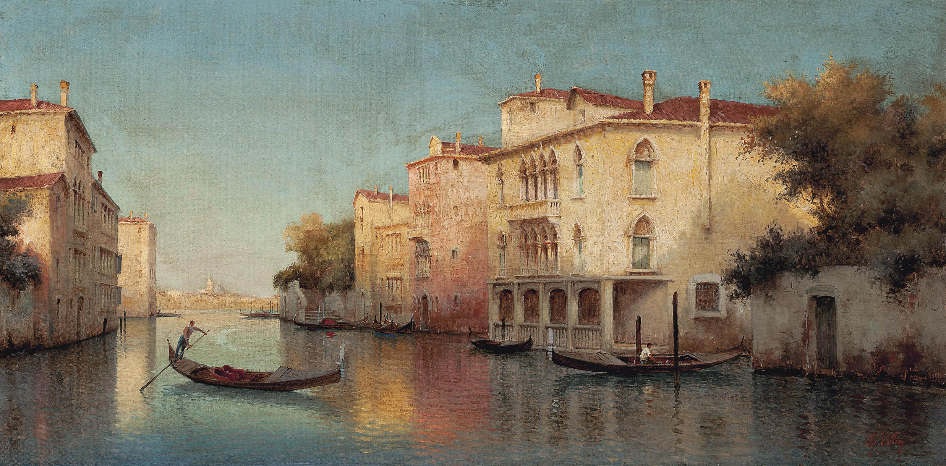 Hugo Golli - A Gondolier On A Venetian Backwater