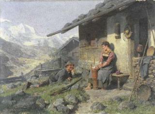 Hugo Kauffmann - Corteggiamento alla baita, 1901
