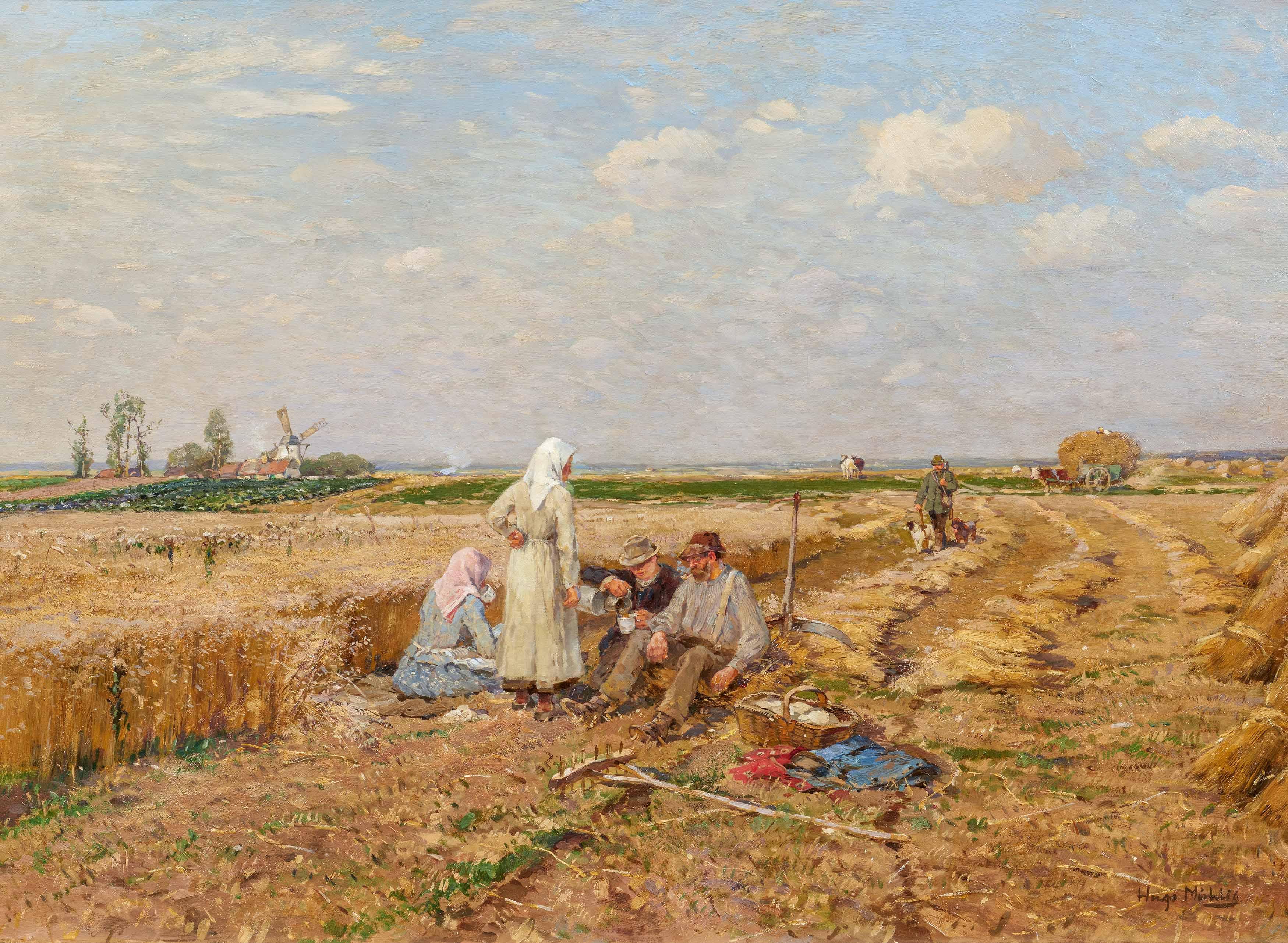 Hugo Mühlig - Pause bei der Kornernte.