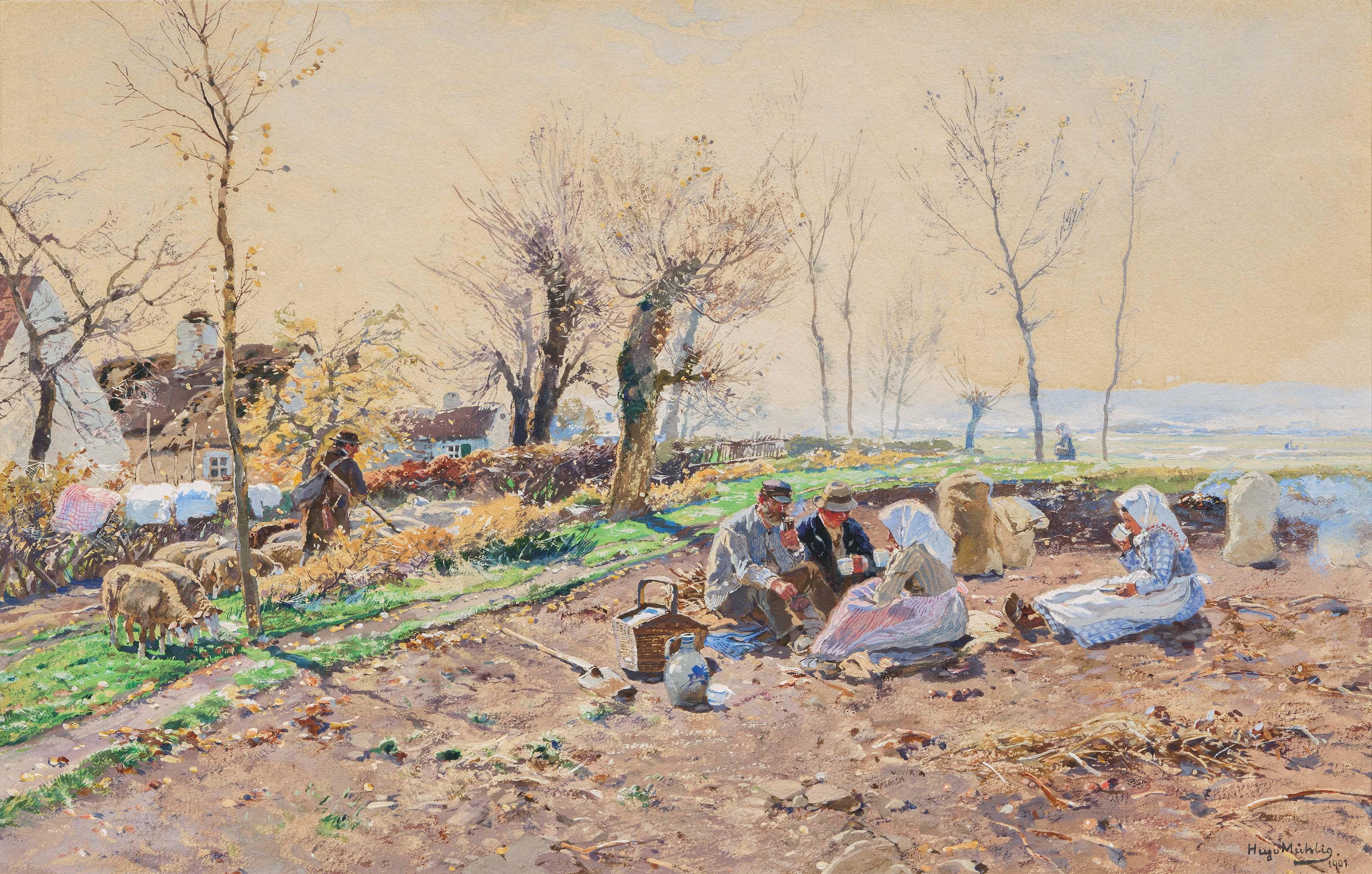 Hugo Mühlig - Rast auf dem Feld.