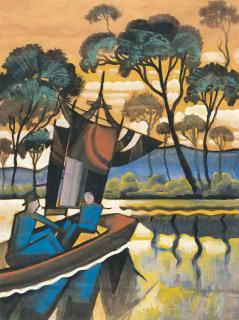 Hugo Scheiber - Boot mit Segel