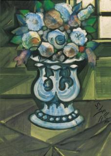 Hugo Scheiber - Fiori azzurri in un vaso