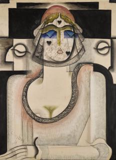 Hugó Scheiber - Portrait of a woman wearing a black veil