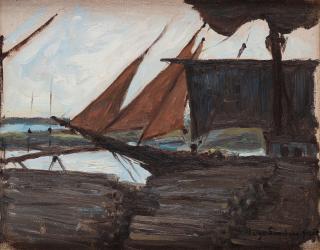 Hugo Simberg - A ship with timber