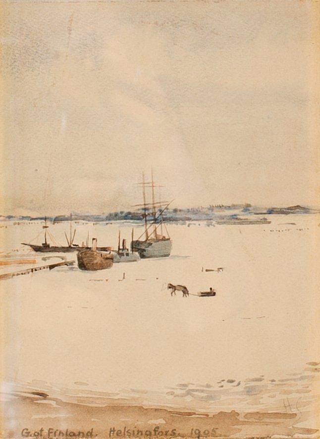 Hugo Simberg - Harbour In Winter.