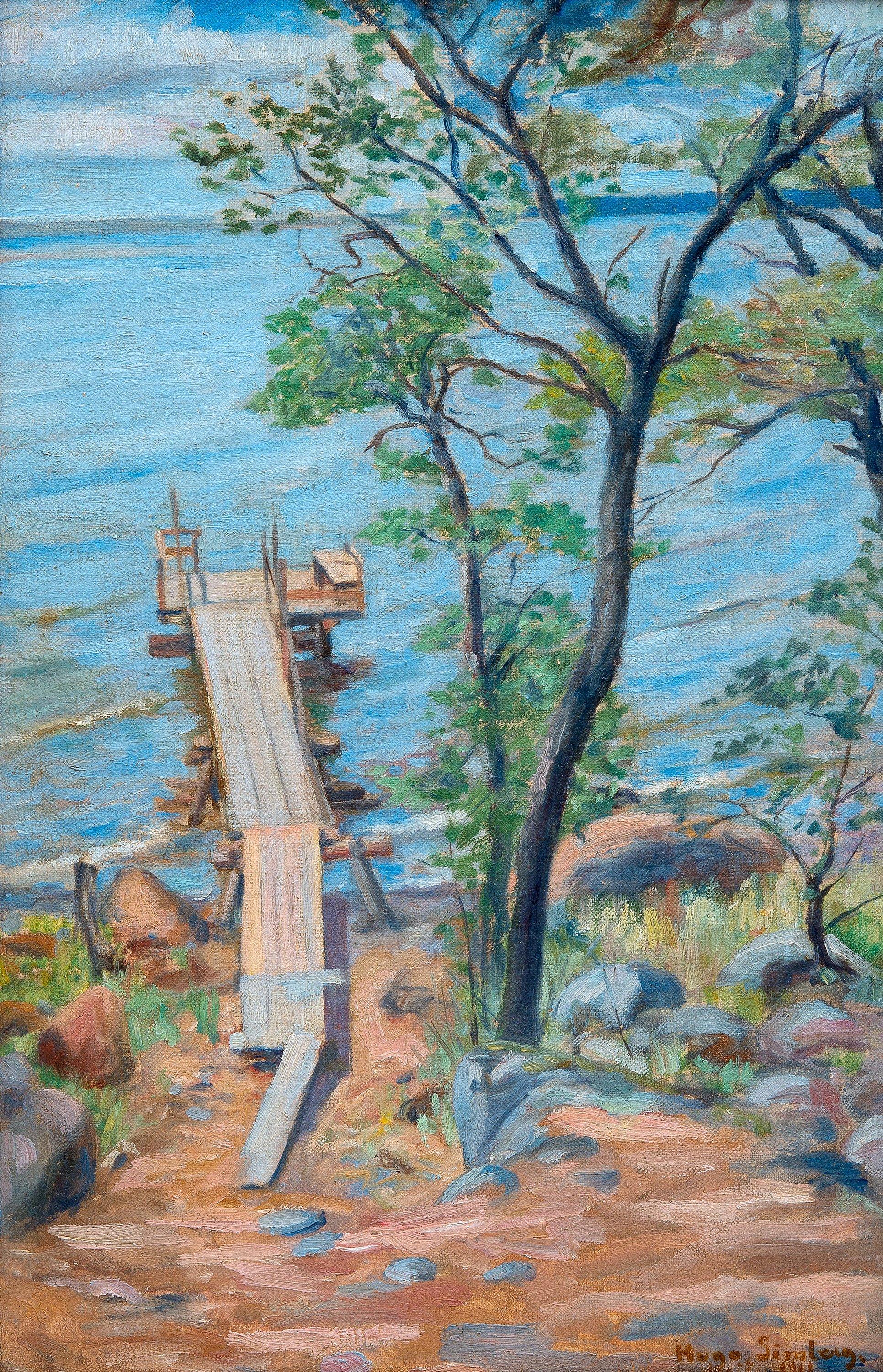 Hugo Simberg - Pier In Summer Landscape.