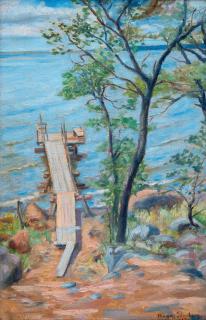 Hugo Simberg - Pier In Summer Landscape.