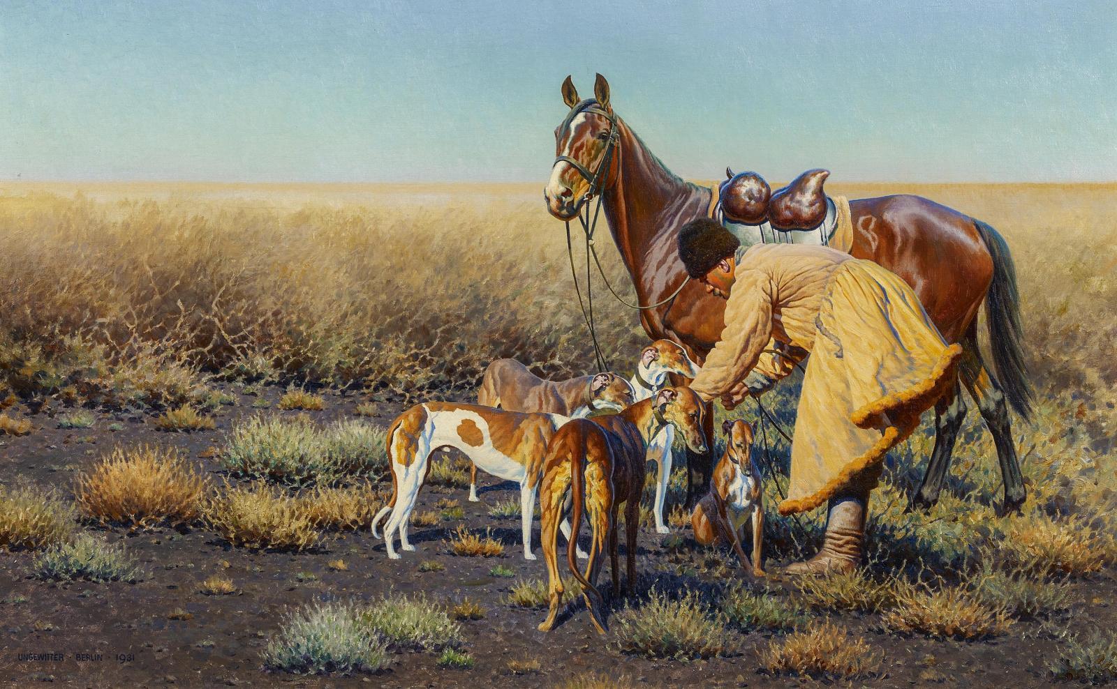 Hugo Ungewitter - Kosakenreiter mit seinen Hunden