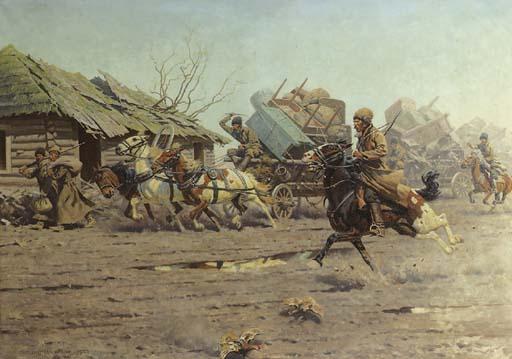 Hugo Ungewitter - Kosaks on the run