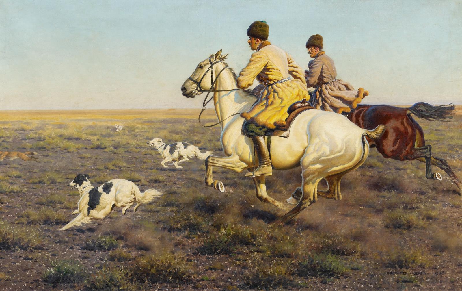 Hugo Ungewitter - Stürmische Jagd in der Steppe