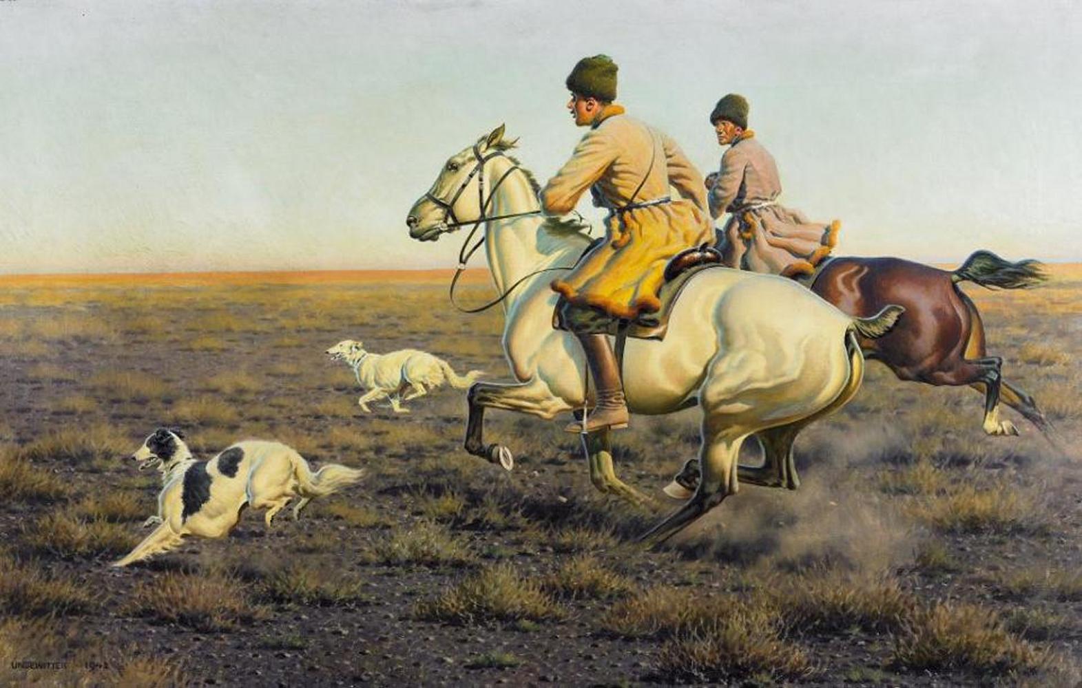 Hugo Ungewitter - Stürmische Jagd in der Steppe