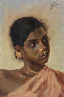 Hugo Vilfred Pedersen - Portrait of a woman from South India