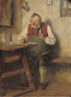 Hugo Wilhelm Kauffmann - Wirt mit pfeife: the content innkeeper