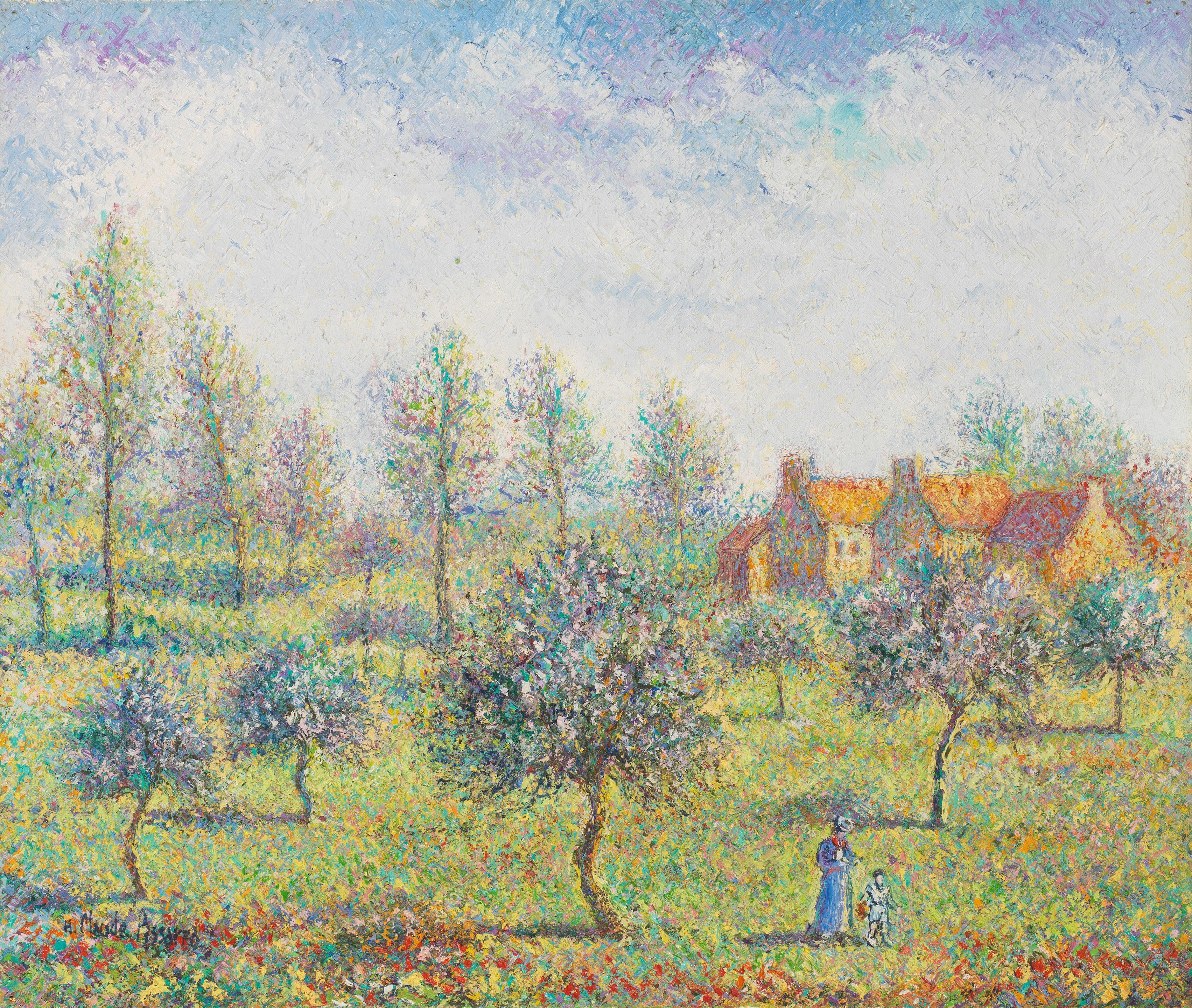 Hugues Claude Pissarro - Le verger au printemps