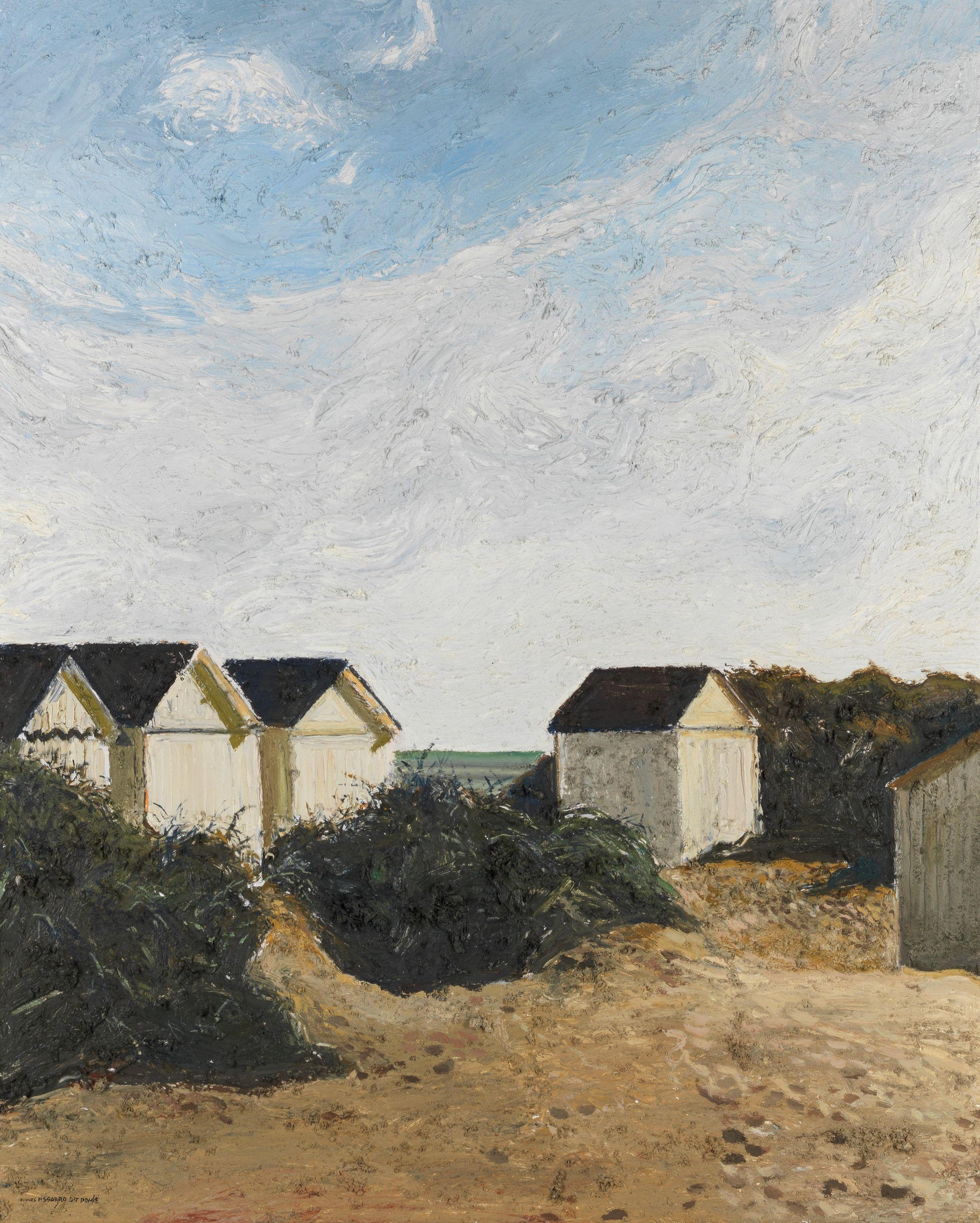 Hugues Claude Pissarro - \'Les cabines de la plage d\'Asnelles\', 1995
