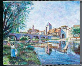 Hugues Claude Pissarro - Promenade au bord de l\'eau