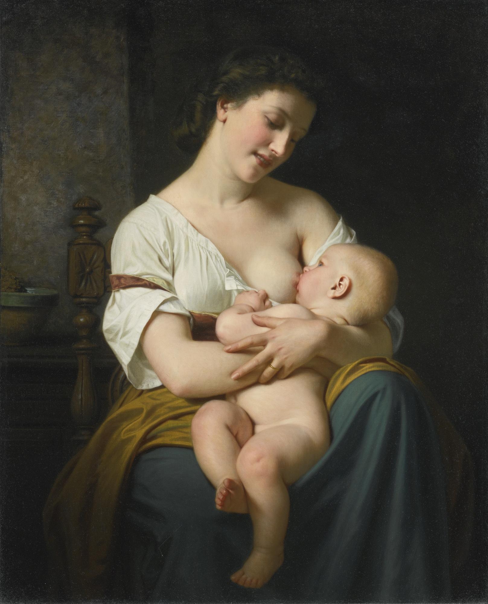 Hugues Merle - French mother And Child