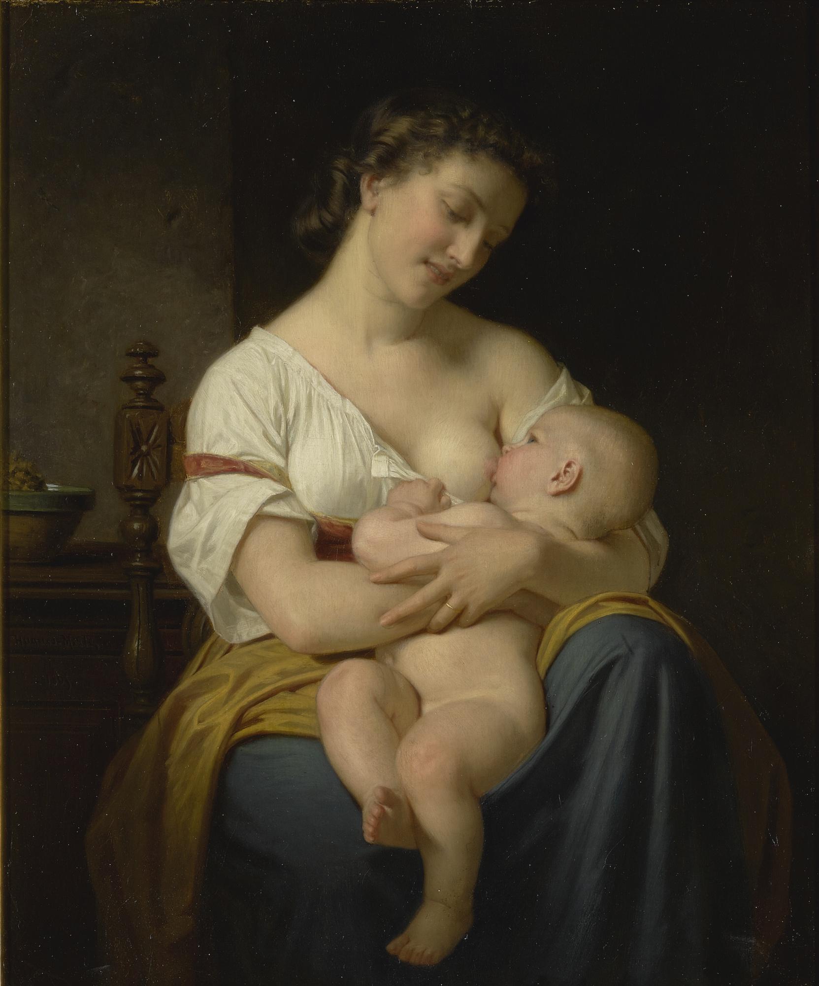 Hugues Merle - French mother And Child