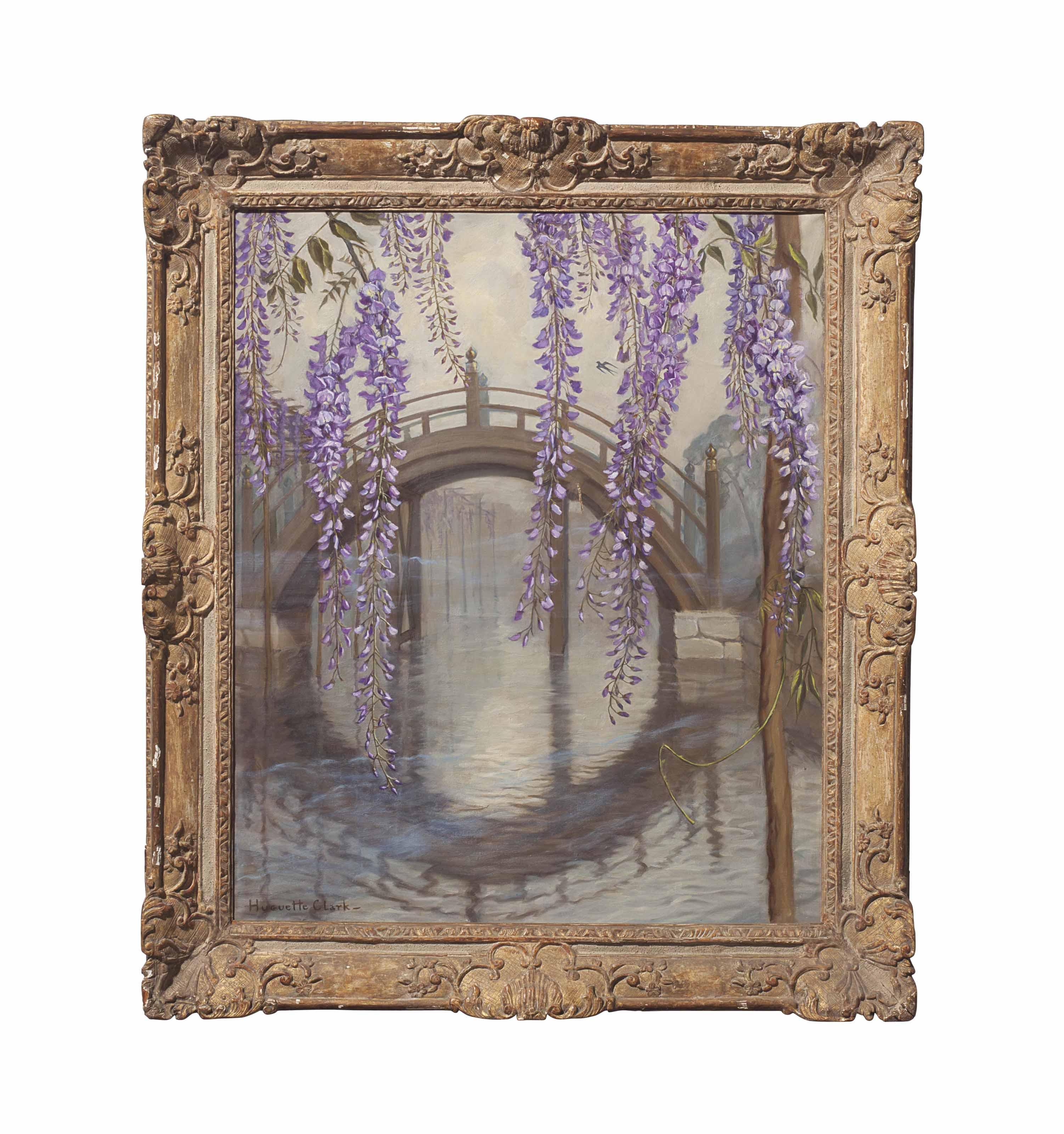Huguette Clark - Japanese bridge with wysteria