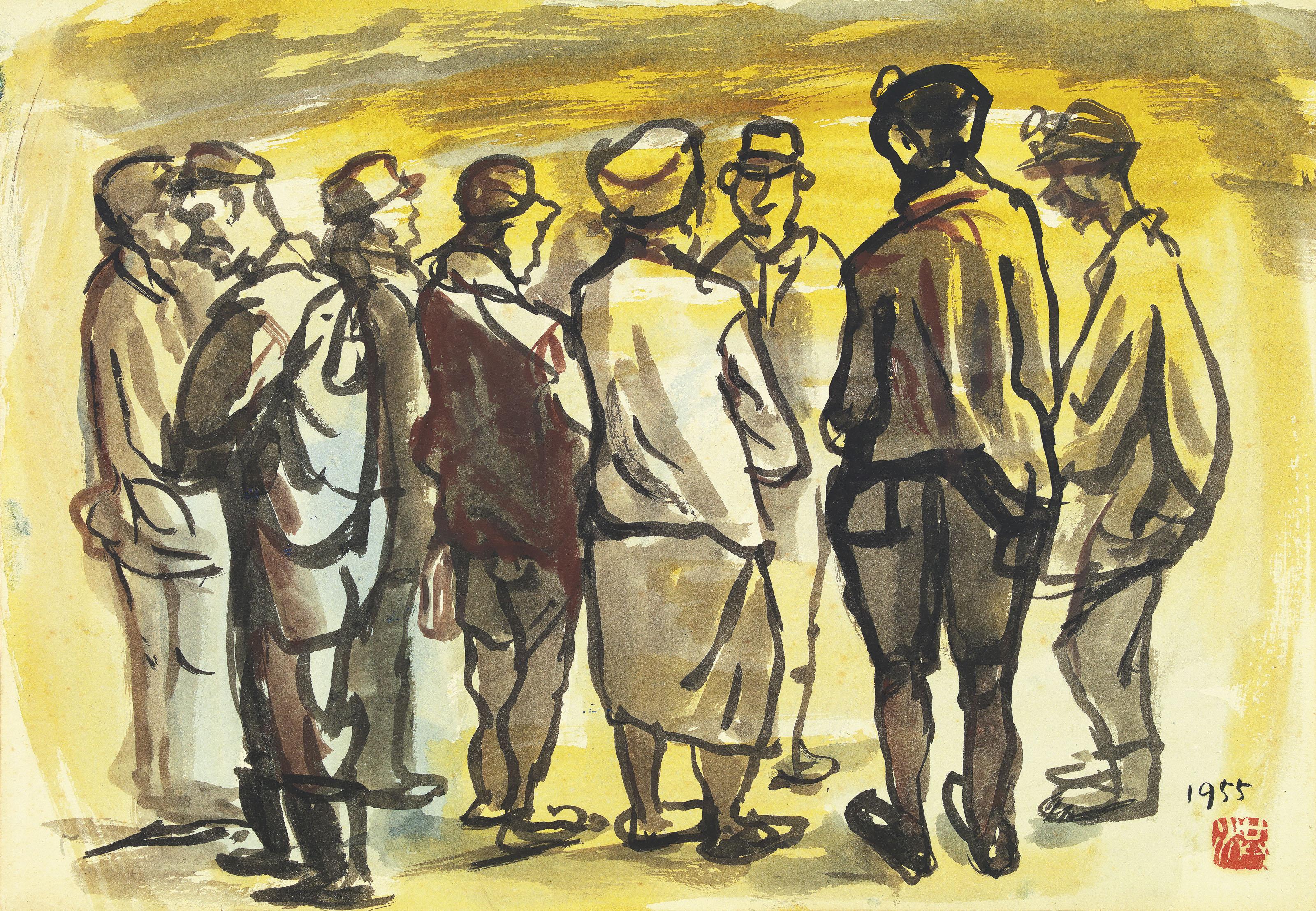 Hung Jui-Ling - Miners Standing in Circle