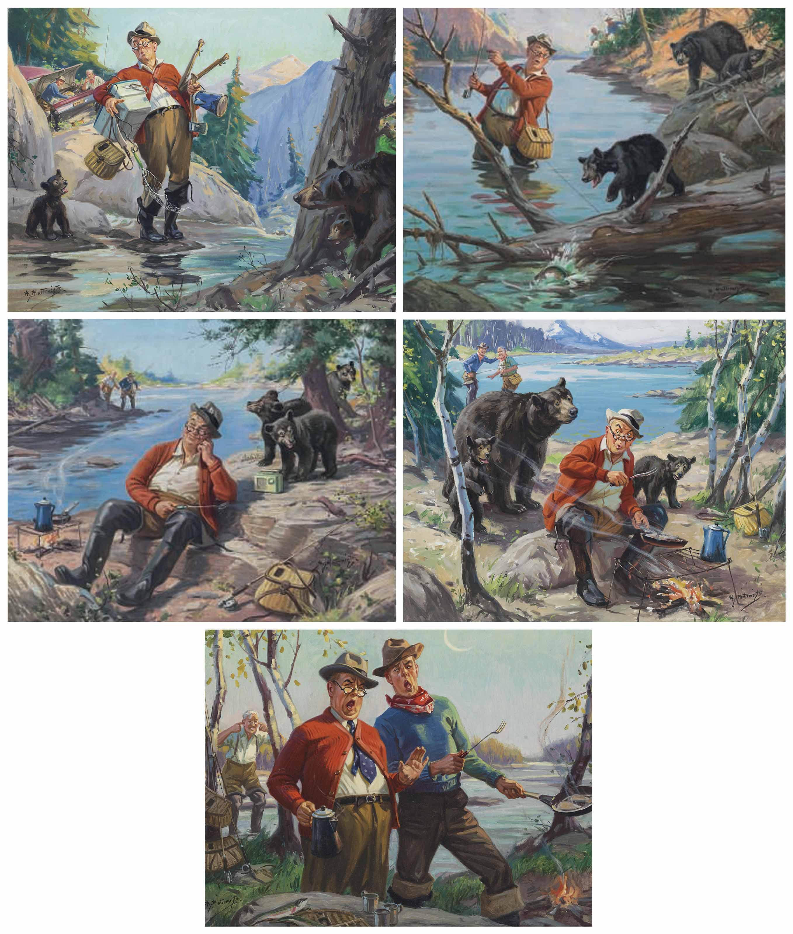 Hy Hintermeister - Fishermen: A Group of Five Works
