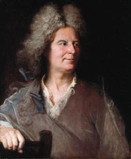 Hyacinthe Rigaud - Portrait of a sculptor, said to be Robert Le Lorrain (1666-1743), half-length, in a light brown jacket, a mallet in his right hand