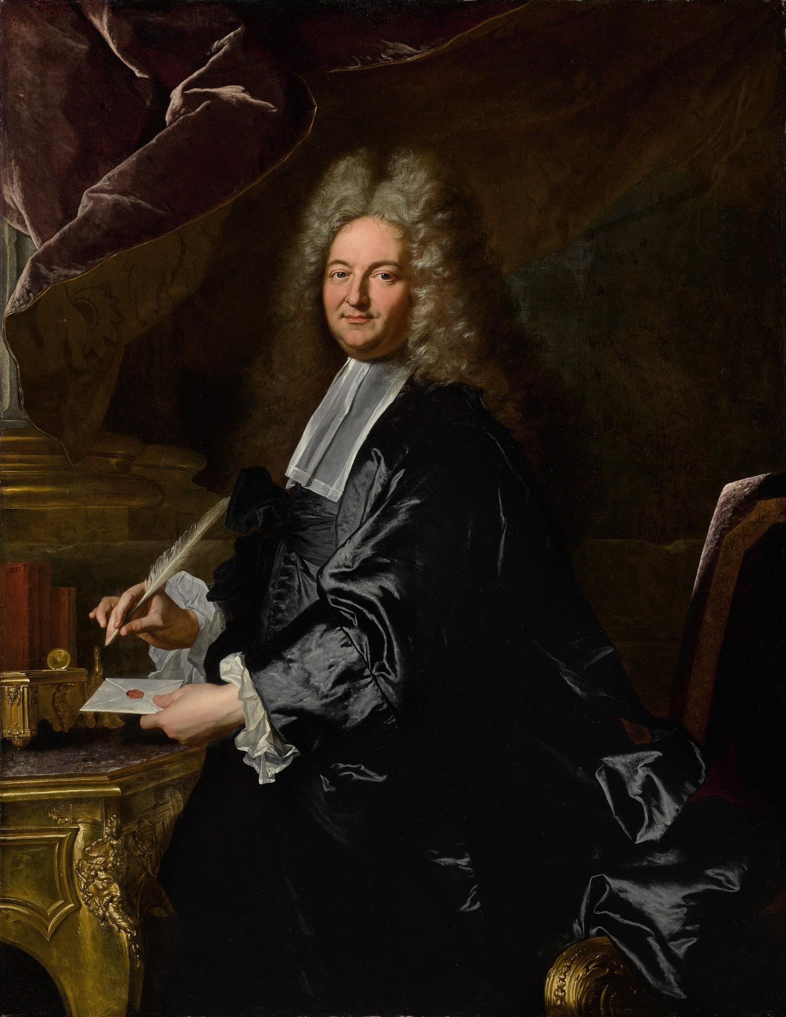 Hyacinthe Rigaud - Portrait Of Joseph Jean-Baptiste Fleuriau D’Armonville (1661-1728), Three-Quarter Length, Standing At A Desk