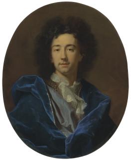 Hyacinthe Rigaud - Portrait of the artist, bust-length, in a lace cravat and blue cloak