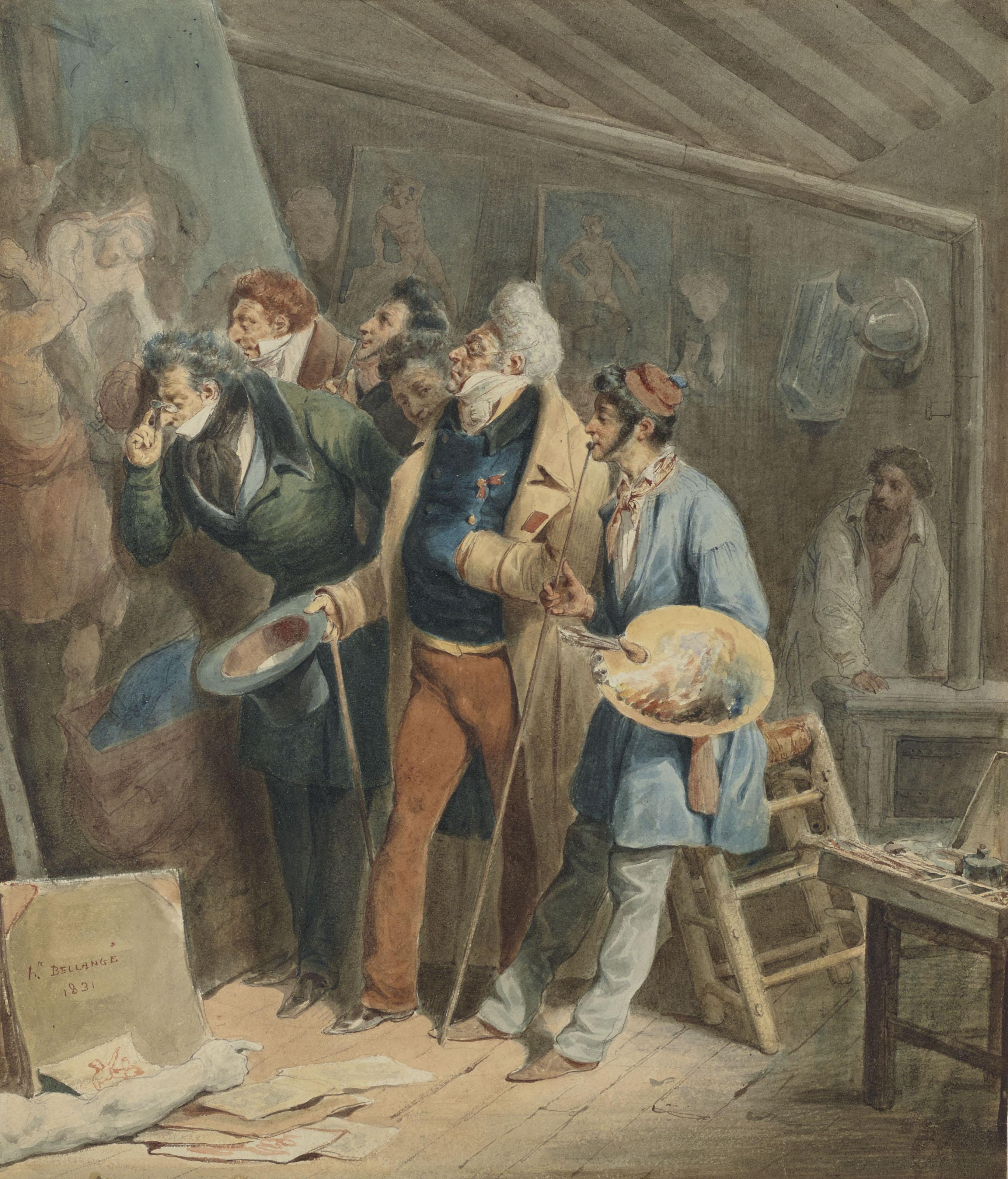 Hyppolite Bellangé - Les Importuns ou L\'Atelier du peintre