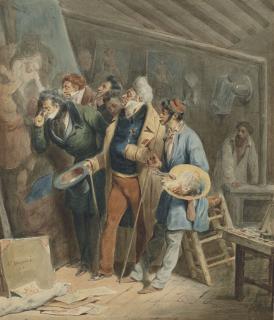 Hyppolite Bellangé - Les Importuns ou L\'Atelier du peintre