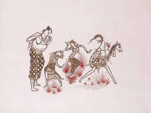 I Gusti Nyoman Lempad - Sang Hyang Dedari dan Sang Hyang Jaran: Dance of the Heavenly Nymphs and Dance of the Horse