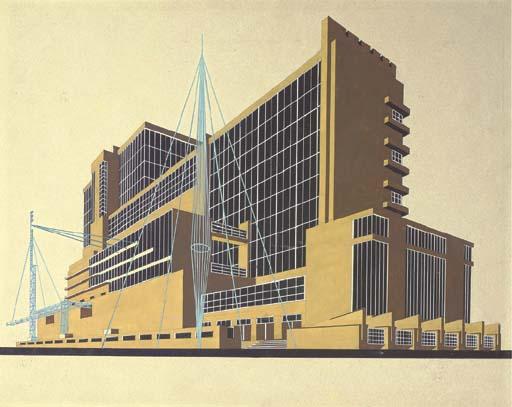 Iakov Georgevich Chernikhov - I. Architectural Fantasy No. 48  II. Architectural Fantasy No. 93