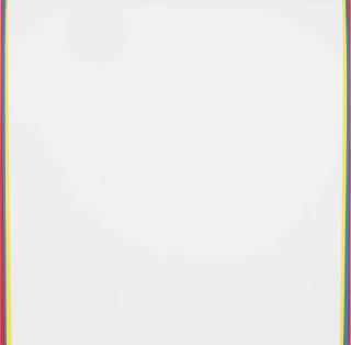 Ian Davenport - Untitled Tip Painting: Red With Blue, Yellow And White