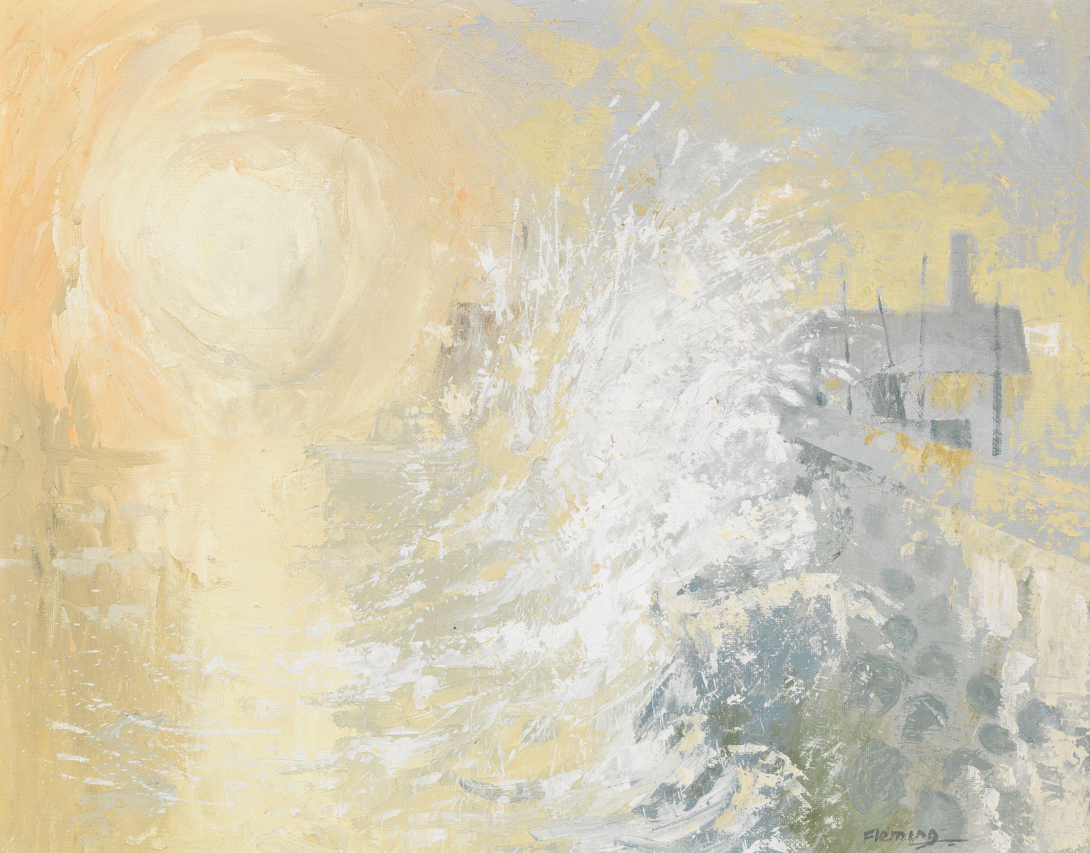 Ian Fleming RSA RSW RWA RGI LLD HonDart - Wave at Sunset