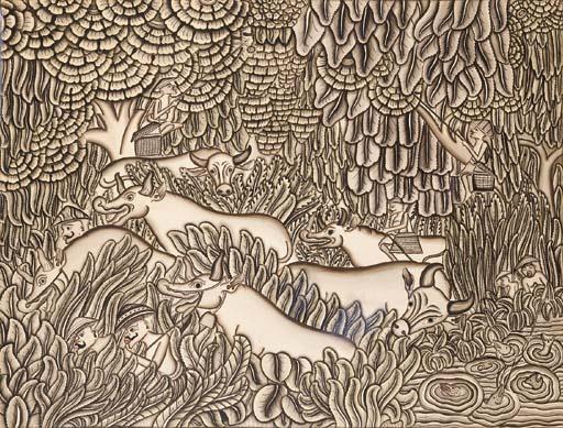 Ida Bagus Made Poegoeg - Farmers and Buffaloes