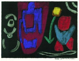 Ida Kerkovius - Komposition mit gelber Tulpe vor schwarzem Grund