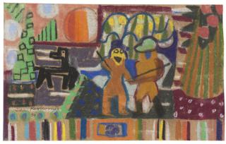 Ida Kerkovius - Zwei Figuren und Hund