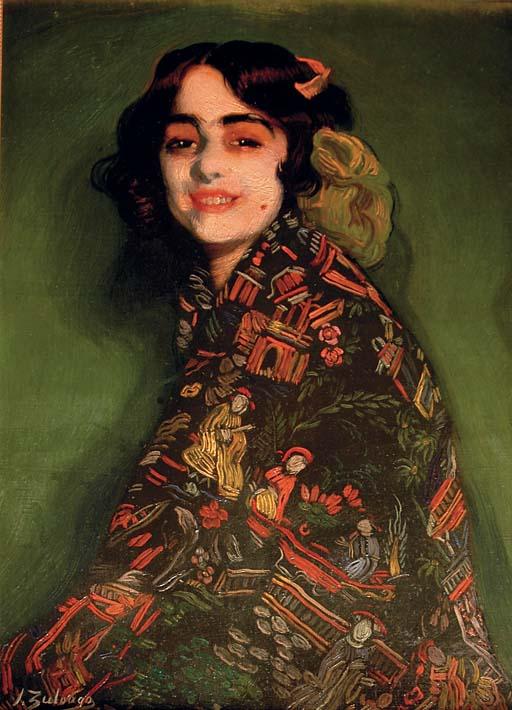 Ignacio Zuloaga y Zabaleta - Cándida con mantón chinesco (Candida wearing an oriental shawl)