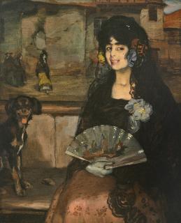Ignacio Zuloaga Y Zabaleta - Gitana (con Guantes) con Perro