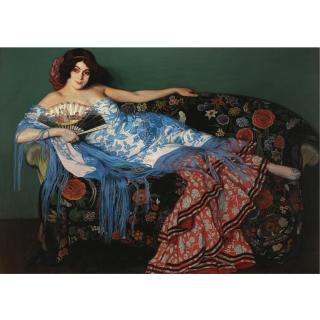 Ignacio Zuloaga - Lolita, Mujer Tendida Con Chal Azul (Lolita Reclinign In A Blue Shawl)