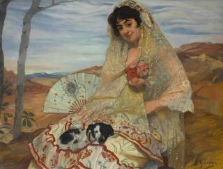Ignacio Zuloaga - Spanishjoven Sentada Con Un Perro (Seated Woman With Dog)