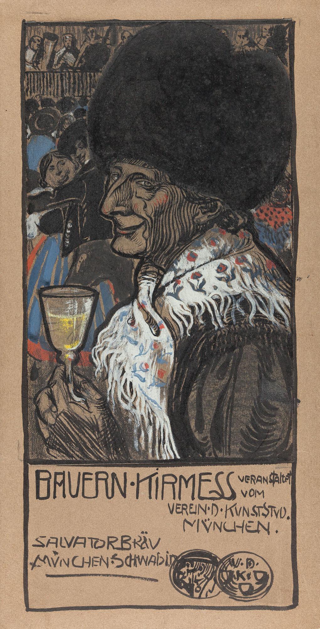 Ignatius Taschner - Entwurf der Einladungskarte zur Bauernkirmes 1899.