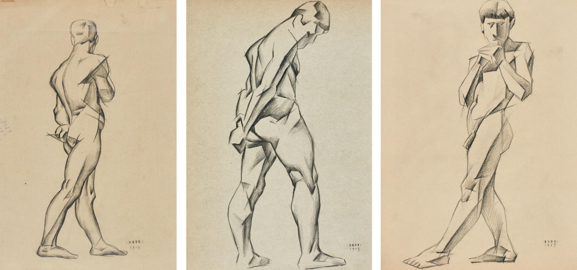 Ignaty Ignatievich Nivinsky - Three Studies Of Male Figures