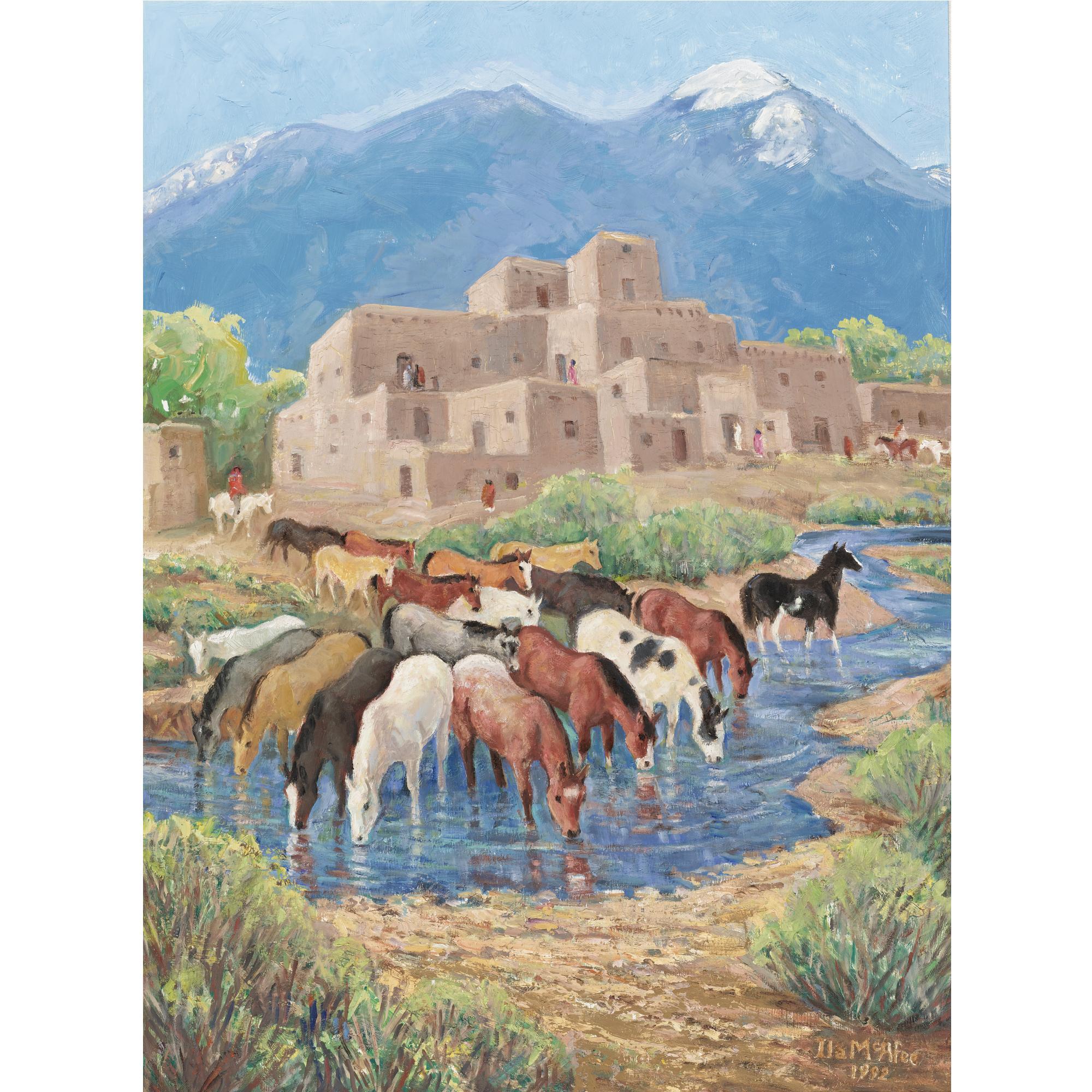 Ila Mae McAfee - Horses At The Pueblo