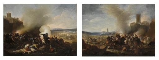 Ilario Mercanti - Scontri di cavalleria ai piedi di una città fortificata