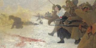 Il\'Ia Efimovich Repin - The Attack With The Red Cross Nurse